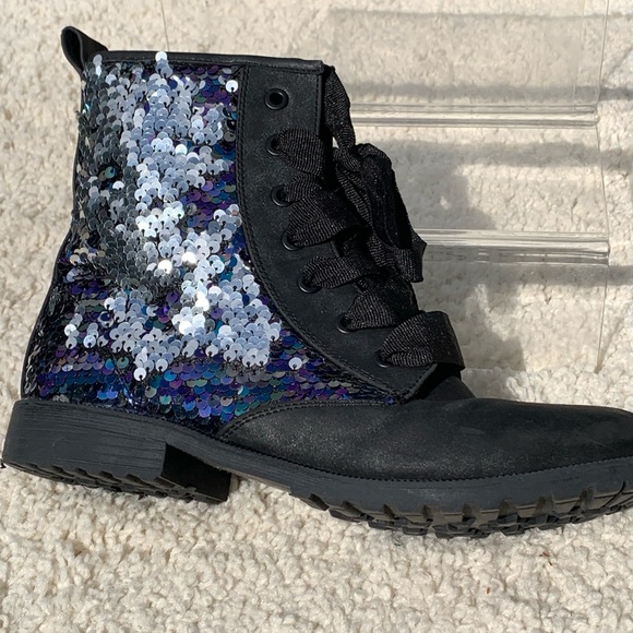 Mermaid sequins biker boot lace up - Picture 3 of 9
